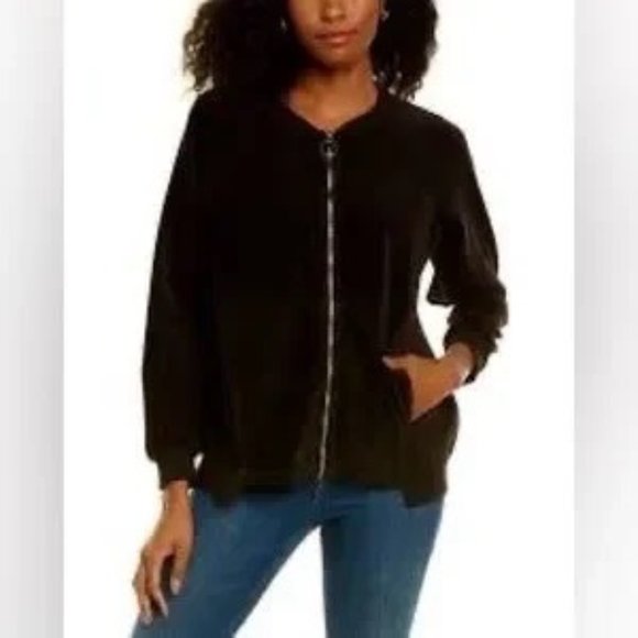 XCVI Olek Velour Zip Up Bomber Jacket - Picture 2 of 11
